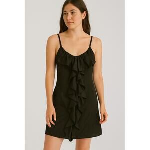 NWT Susana Monaco Mini Dress 4 Black Ruffle Cocktail Party Event Old Money LBD